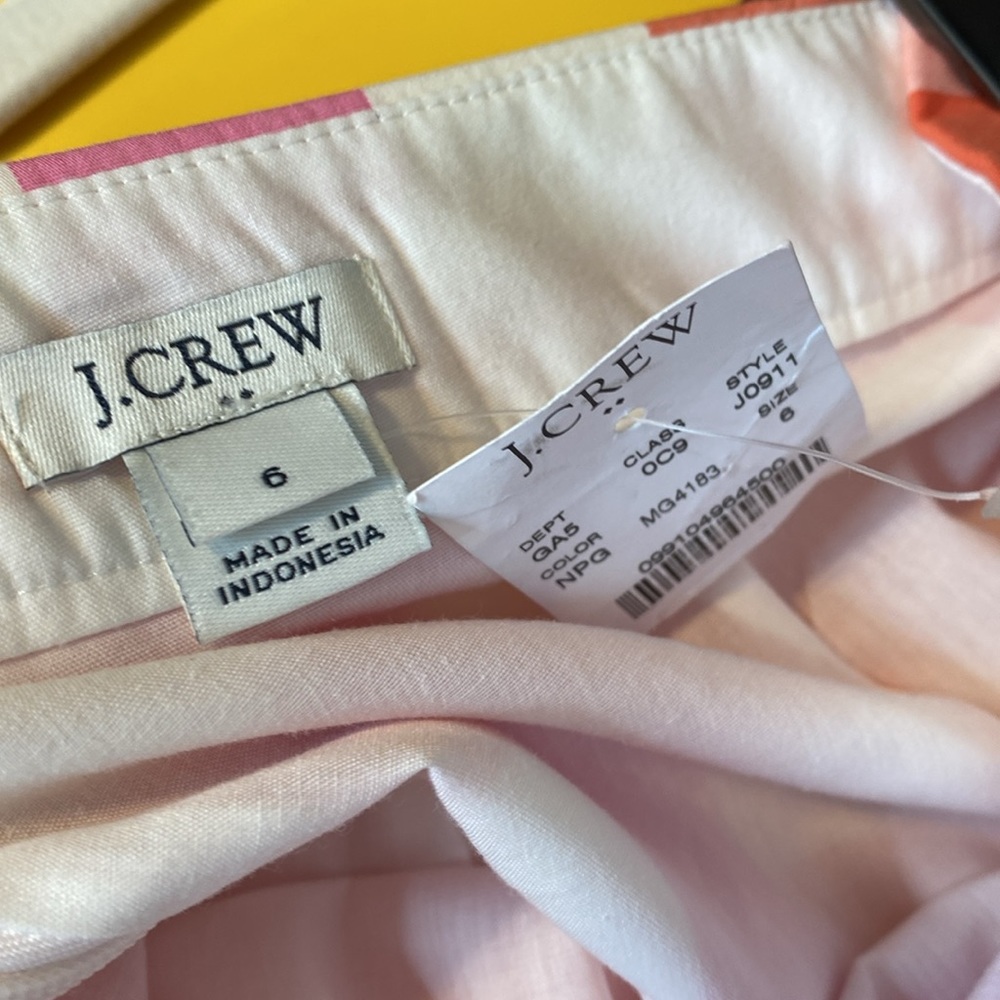 J. Crew Picnic Pink Plaid Windowpane Mini Skirt with Ruffle Size 6 - Picture 4 of 6
